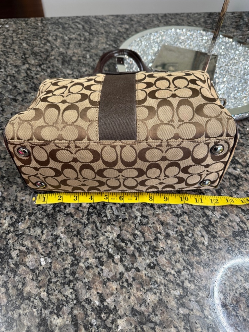 Coach Nancy satchel Signature Canvas Satchel with Dark Brown patent Trim - Picture 10 of 14